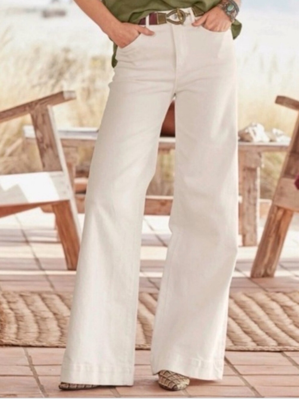 Driftwood Martha White Wide-Leg Jeans 28x33